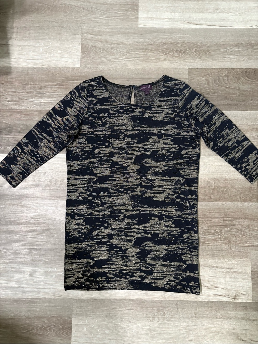 long tall sally Blue and Gold Metallic Knit Top
